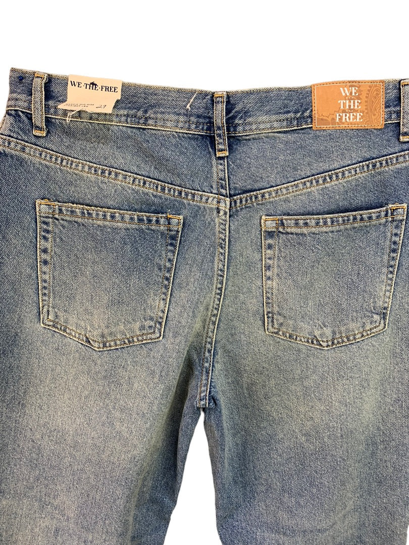 29 We the Free Women's Distressed Maggie Mid Rise Straight Leg Buttonfly Jeans New