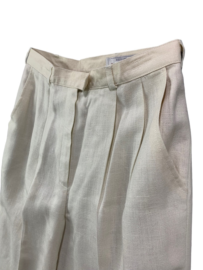 Size 10 Designs by Derek Martin Linen Blend Lined Dress Pants Cream Y2K  Women's