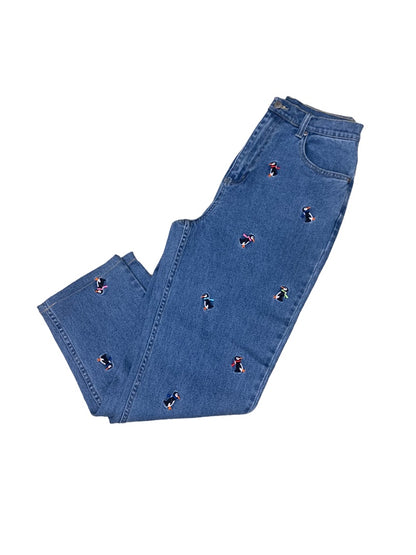 Size 10 Quacker Factory Women's Embroidered Penguin Mom Jeans