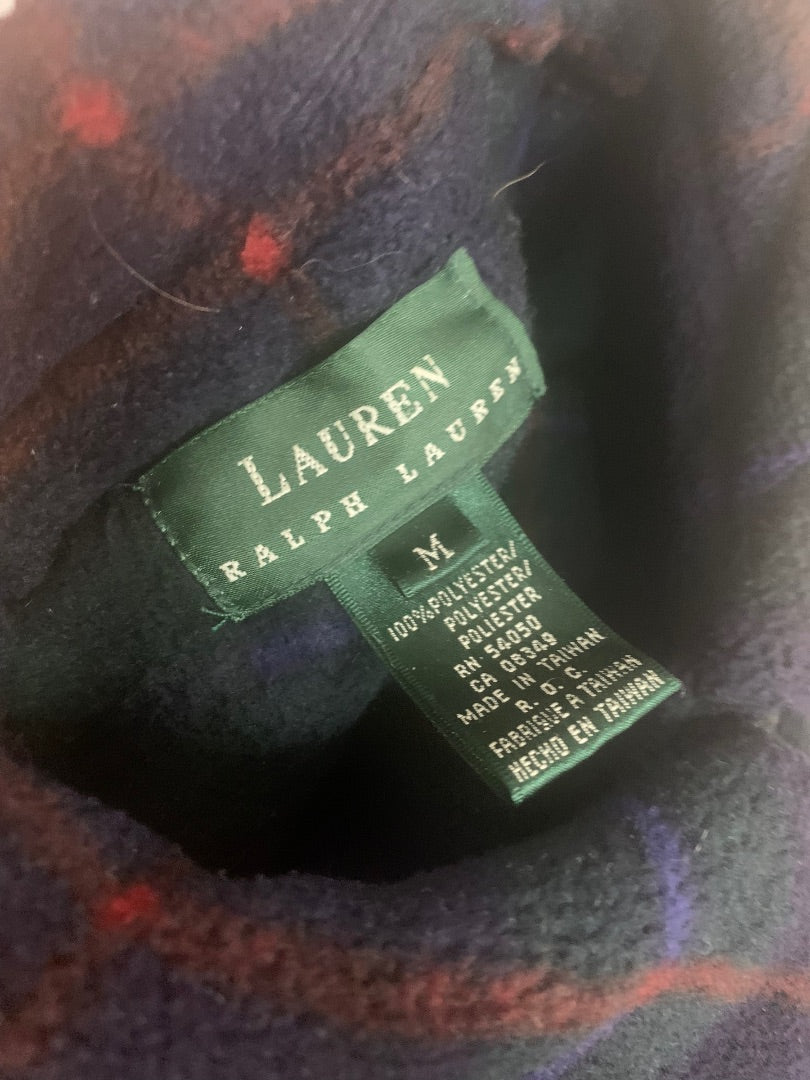 Medium Lauren Ralph Lauren Women's Fleece Shacket Button Up Shirt Green Navy