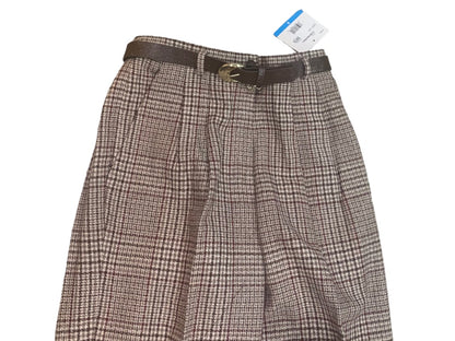 Size 8 Haberdashery Women's New Brown Plaid Lined Wool Blend Pants 1990s Vintage