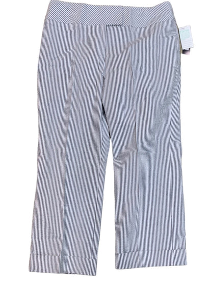 Size 10 Vesti Women's Gray White Seersucker New Crop Cuffed Pants