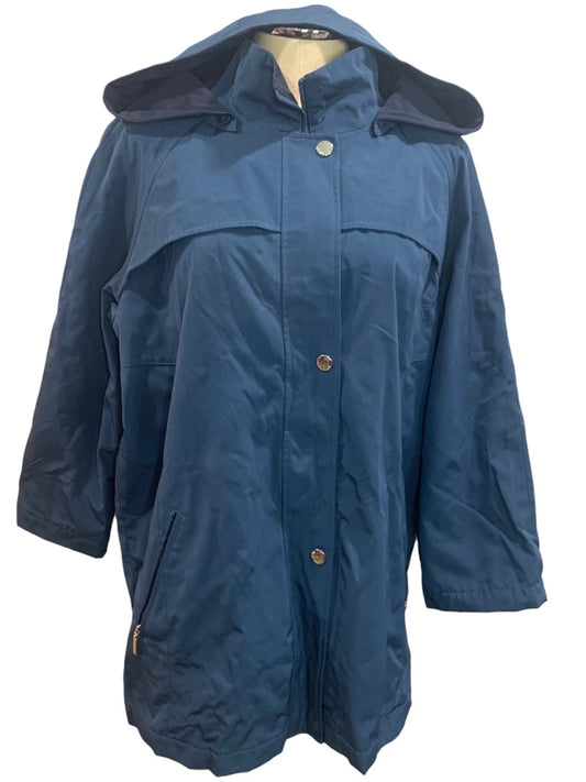 Large Nautica Women's Blue Hooded Coat Removable Hood Full Zip and Snap