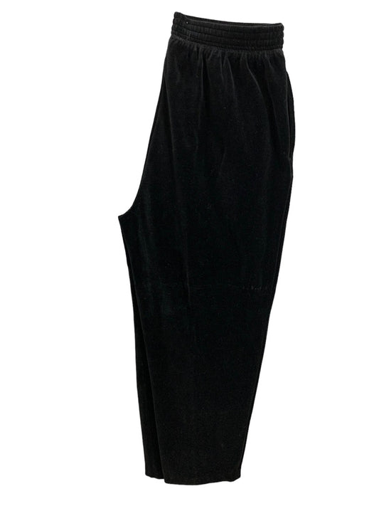 Large Charter Club Women's New Black Velour Pull On Pants 1990s