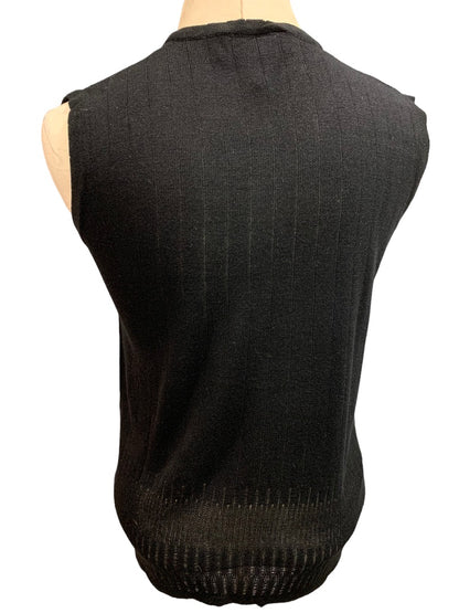 Large Carol Little Knitwear Women's Black V-Neck Lightweight Sleeveless Sweater Shell