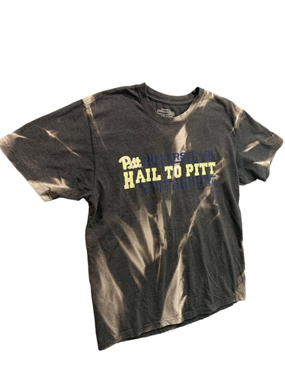 Large Hail to Pitt University Bleach Look Adult Unisex Tshirt