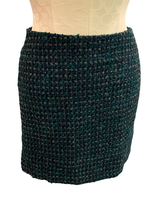 Size 6 Willi Smith Tweed Mini Skirt Pencil Straight Wool Blend Checked Lined