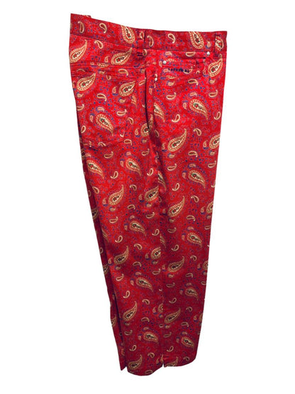 Size 8 Lauren Jeans Co. Women's Red Paisley Print Capri Pants Stretch Cotton