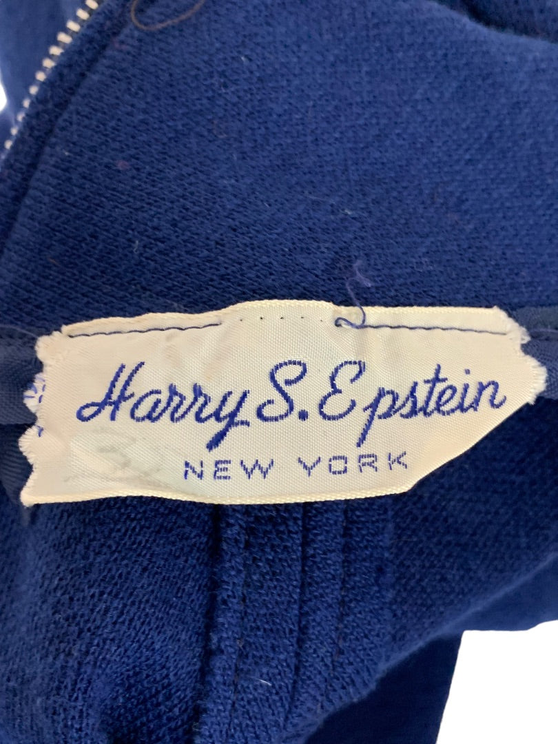 Harry S. Epstein Navy Blue Short Sleeve Sheath Dress 1960s Vintage