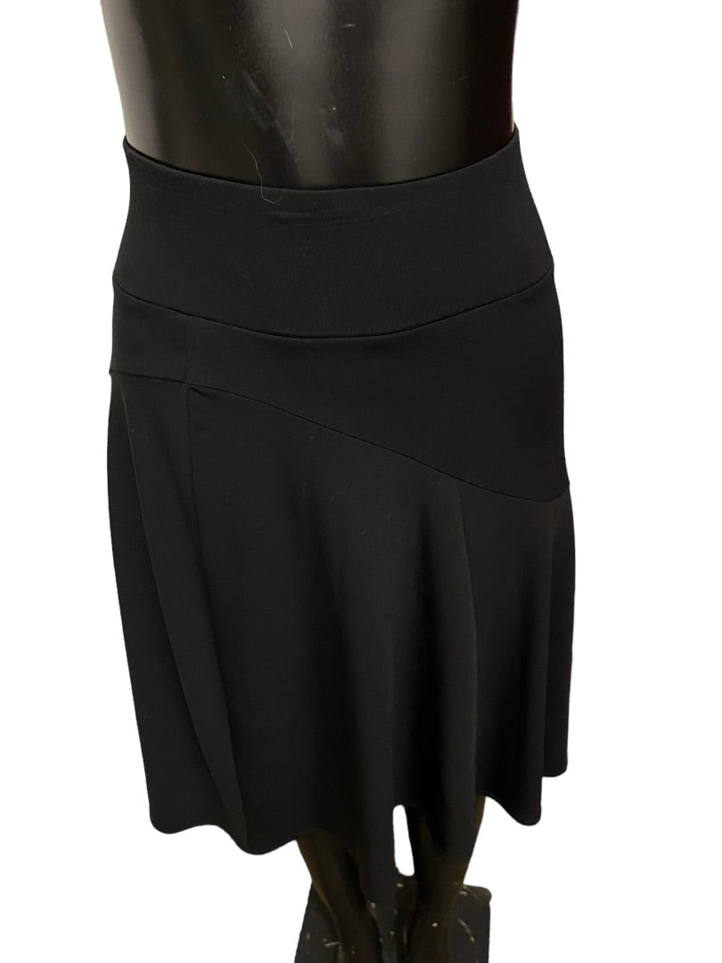 Medium Ideology Bottom Flare Skirt Black Pull On Stretch Fabric Knee Length