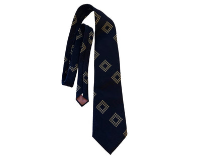 Vintage 1970s Men's 54" Necktie Warren Gardners by Damon Retro Navy Blue Textured Polyester 4.5" Wide