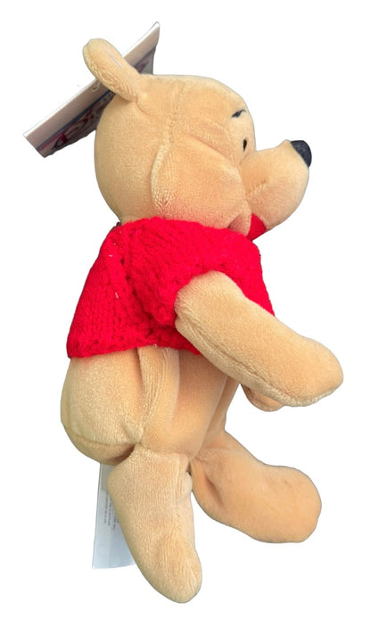 Disney Store Winnie The Pooh 8" Red Sweater Plush Beanbag