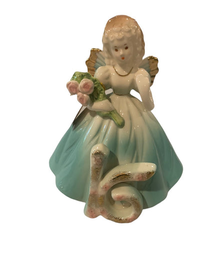 Josef Original "16 Years Old" Porcelain Birthday Angel Girl Figurine Blue 6"h Tag