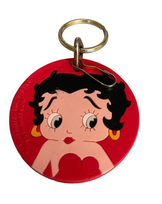 Betty Boop 1995 Hearst Corp Red Keychain Rubber Disk 2.5" Diameter