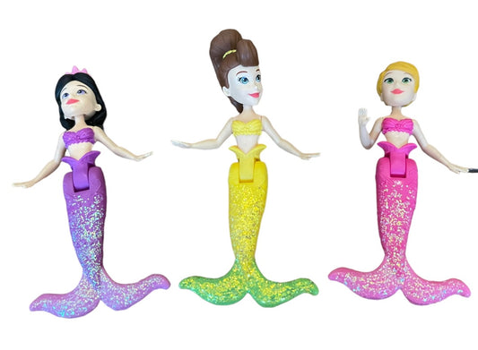 Set of 3 Disney Princess Sisters Mermaids 3.5" Hasbro Articulated Hand and Tail