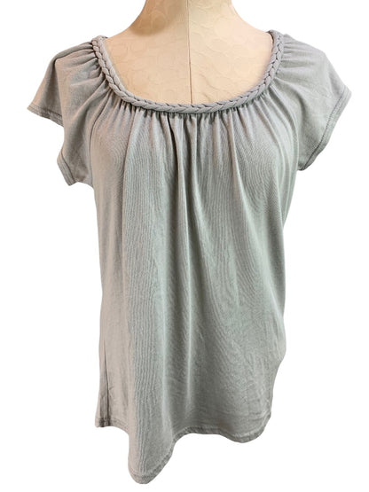 Small Gap Scoop Neck Light Gray Tshirt Braided Neckline Women's New