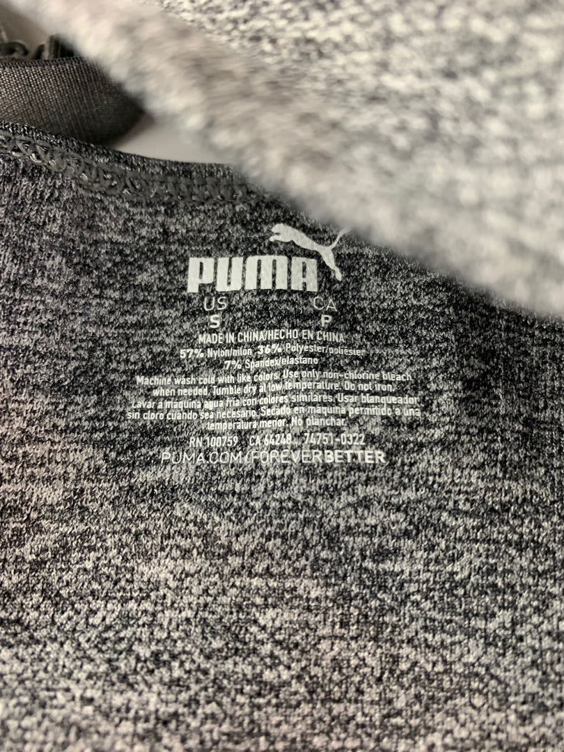 Small Puma Women's Gray Heathered Pullover Sports Bra Padded Adjustable Strap