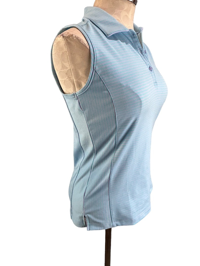 XS Lady Hagen Women's Blue Lavender Striped Golf Polo Sleeveless