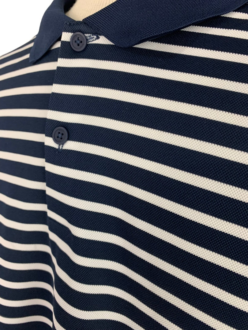 XL Nike Dri-Fit Men's Navy Blue and White Stripe Polo Golf Shirt Short Sleeve