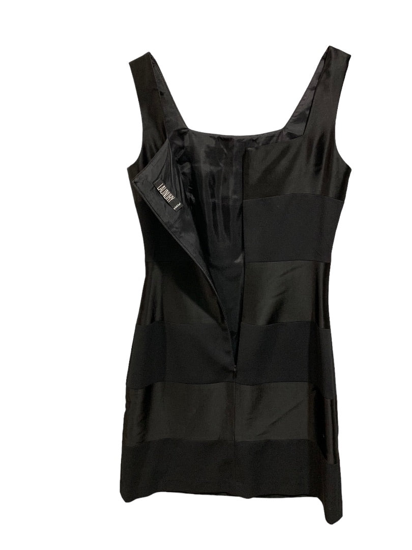 Size 2 Laundry by Shelli Segal Sleeveless Black Satin Banded Satin Dress