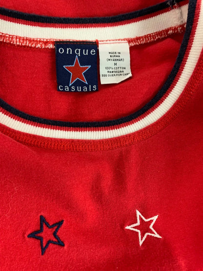 Medium Onque Women's Americana Retro Style Embroidered Star Tshirt