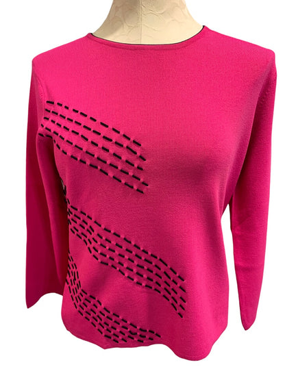 Large Carducci Women's Hot Pink Pullover Sweater Rayon Nylon Knit