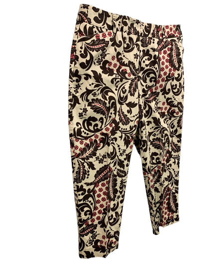 Size 12P Talbots Petites Women's Brown Print Capri Pants Stretch