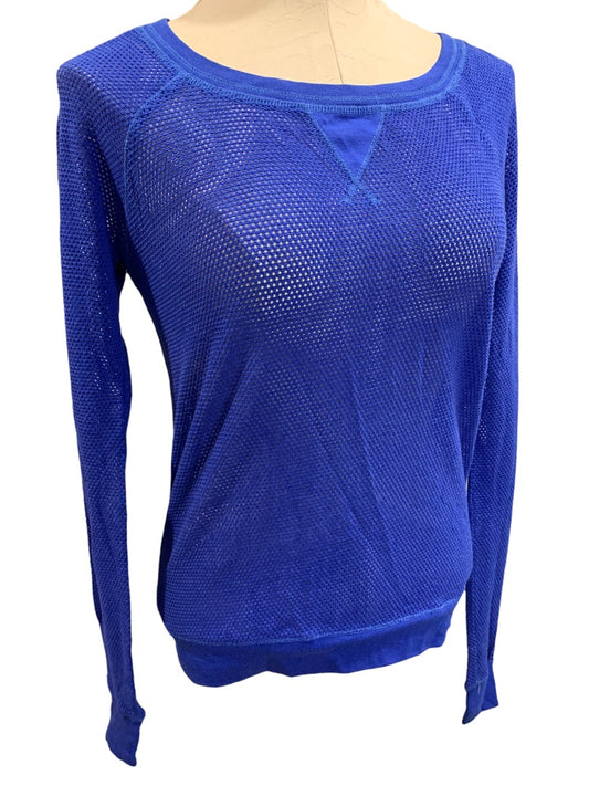 Medium Aeropostale Junior Women's Blue New Long Sleeve Open Knit Mesh Look Top