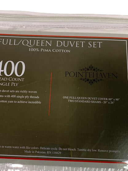 Pointhaven Full Queen Size New Pima Cotton 400 Thread Count White Duvet and 2 Sham Set