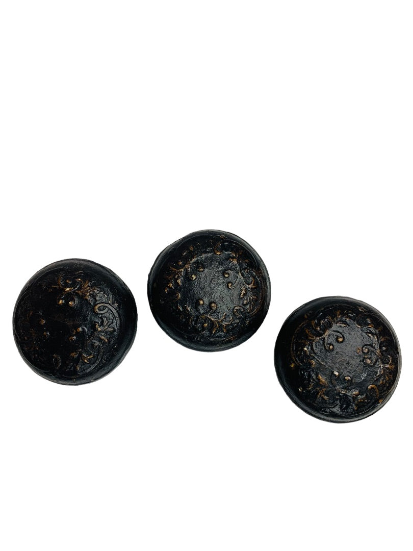 Set of 3 Reproduction Antique Door Knobs Decorative Plastic Resin 2" Diameterr