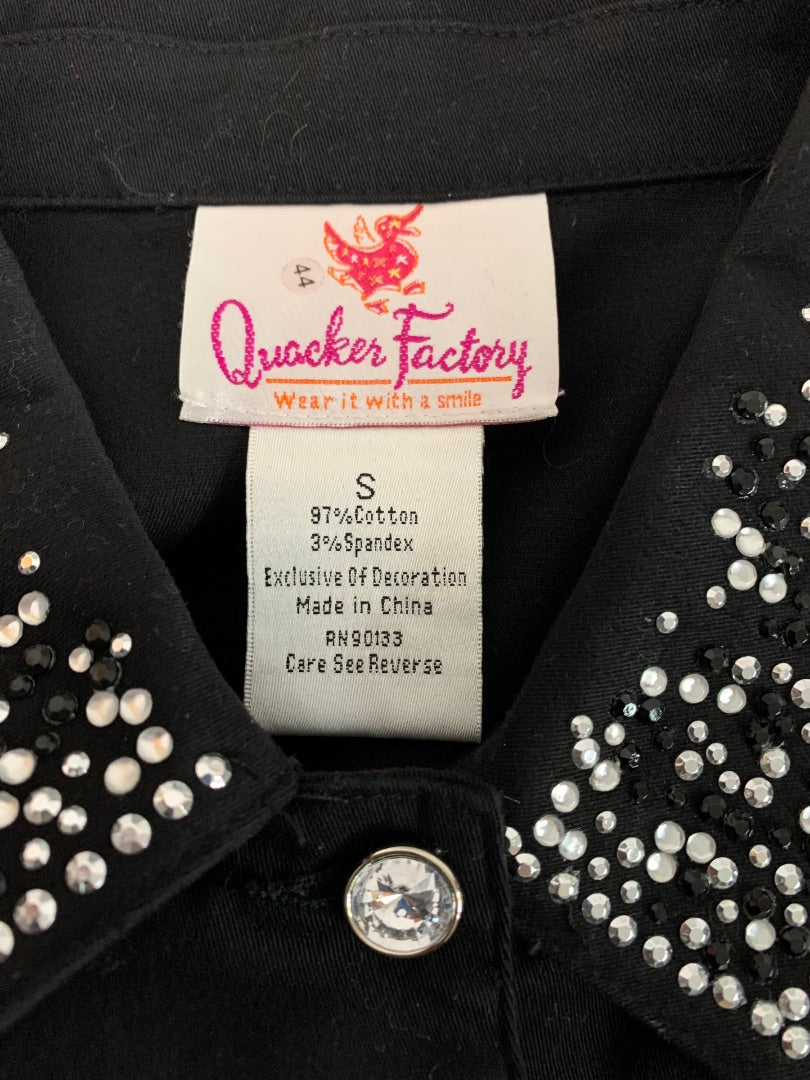 Small Quacker Factory Women's Black Embellished Button Up Jacket