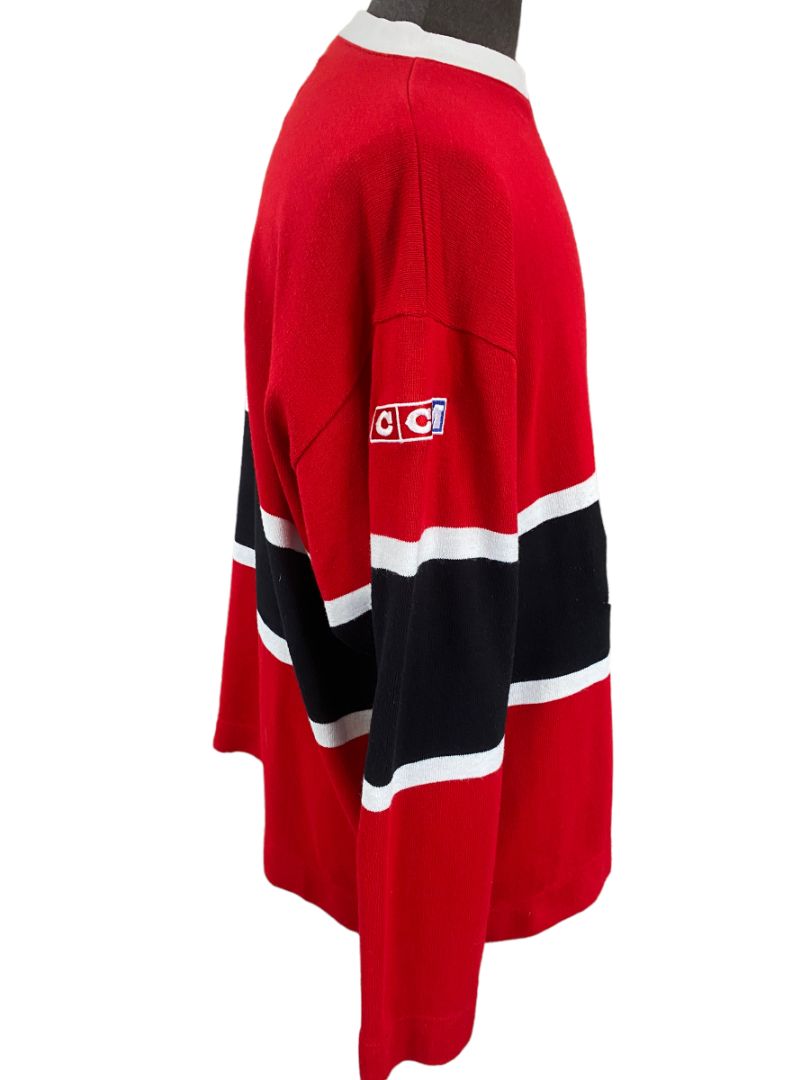 XL 90s Dehen Molson Hockey Canadian Sweater Men’s Red & Black