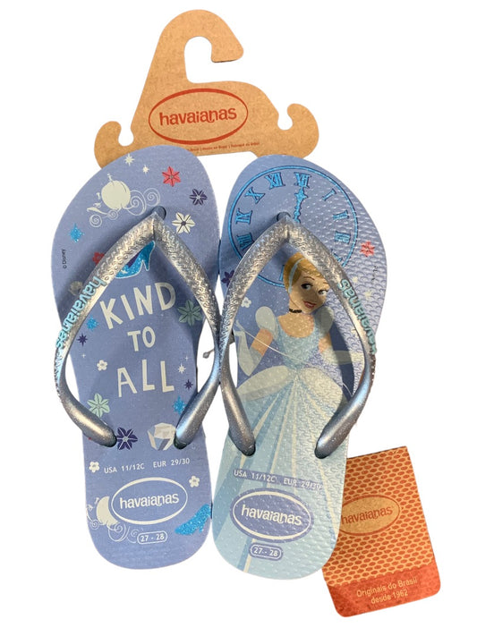 11/12C Havaianas Girls  New Cinderella Flip Flops "Be Kind to All" Disney
