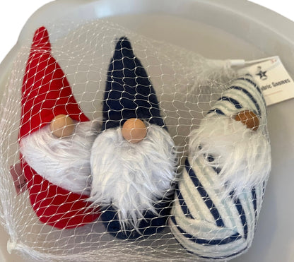 Target Set of 3  Red White Blue Fabric Standing Gnomes Weighted Knomes New 6"