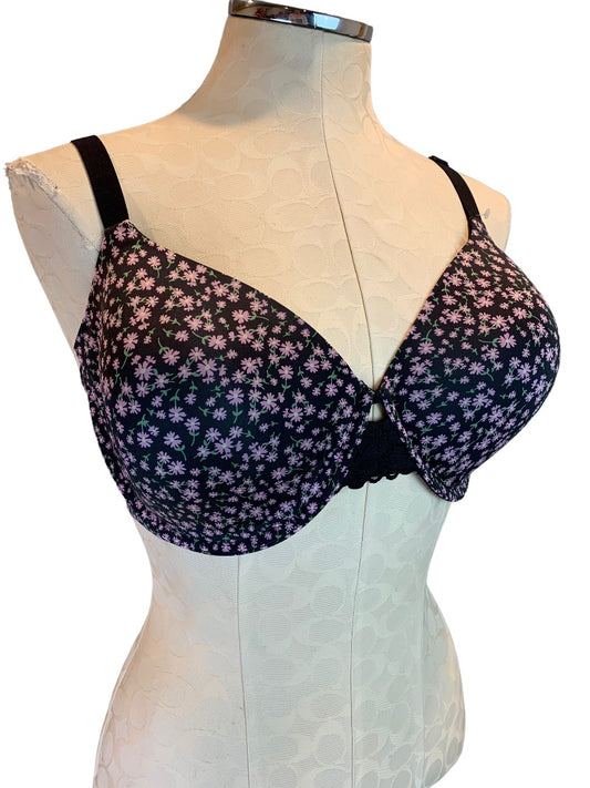 38D Maidenform DM7549 Underwire Bra Full Coverage Fab Fit 2.0 Navy Blue Floral