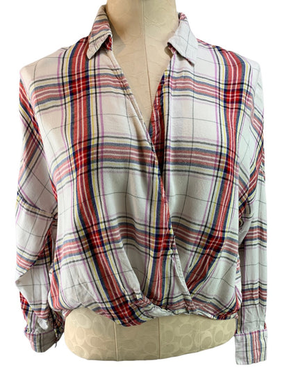 Small Lou & Grey Women's Soft Flannel Faux Wrap Pullover Blouse Shirt