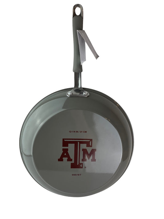 Texas A&M College Kitchen Sizzle n' Score Porcelain Enamel 12.25" Skillet New