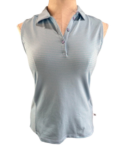 XS Lady Hagen Women's Blue Lavender Striped Golf Polo Sleeveless