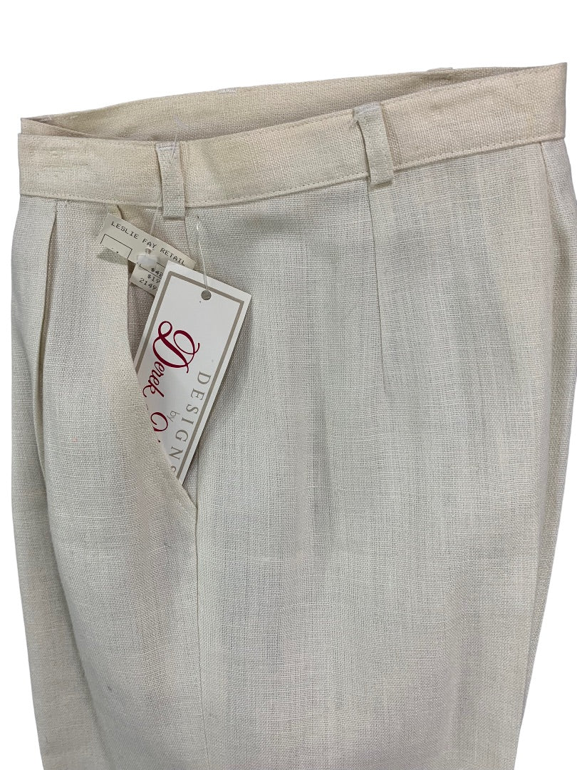 Size 10 Designs by Derek Martin Linen Blend Lined Dress Pants Cream Y2K  Women's