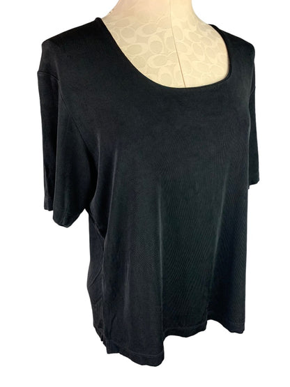 XL Chico's Travelers Women's Black Short Sleeve Travel Knit Top Scoop Neck