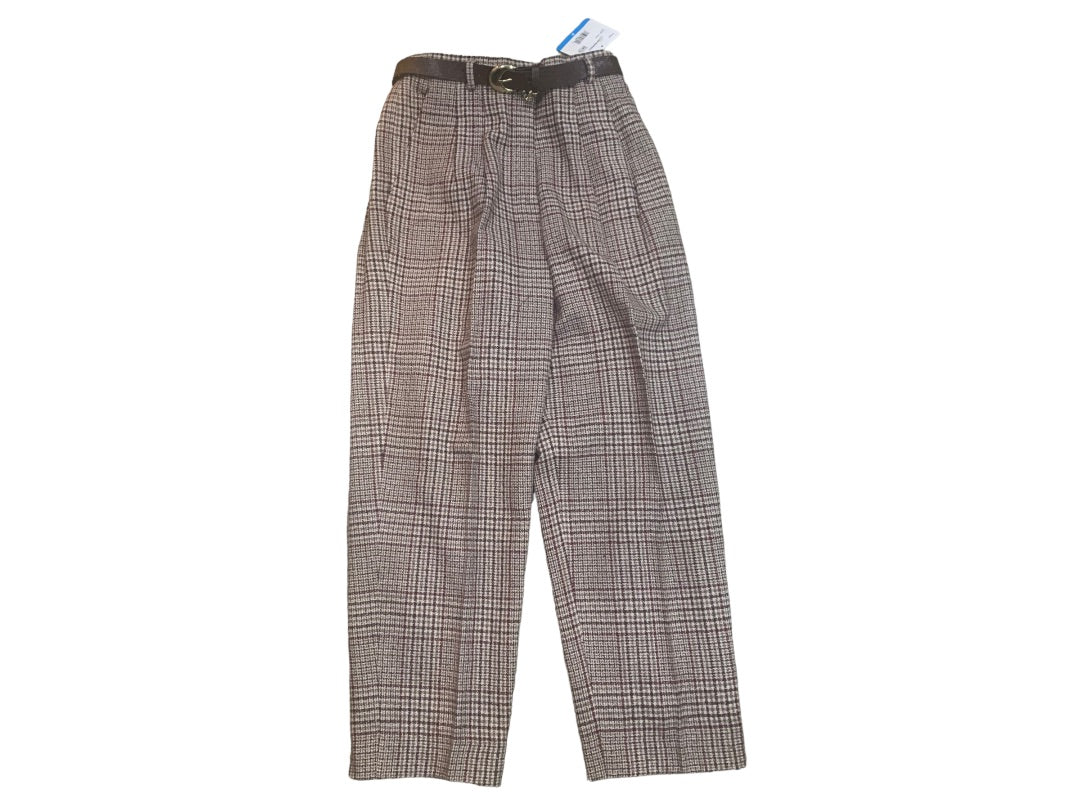 Size 8 Haberdashery Women's New Brown Plaid Lined Wool Blend Pants 1990s Vintage