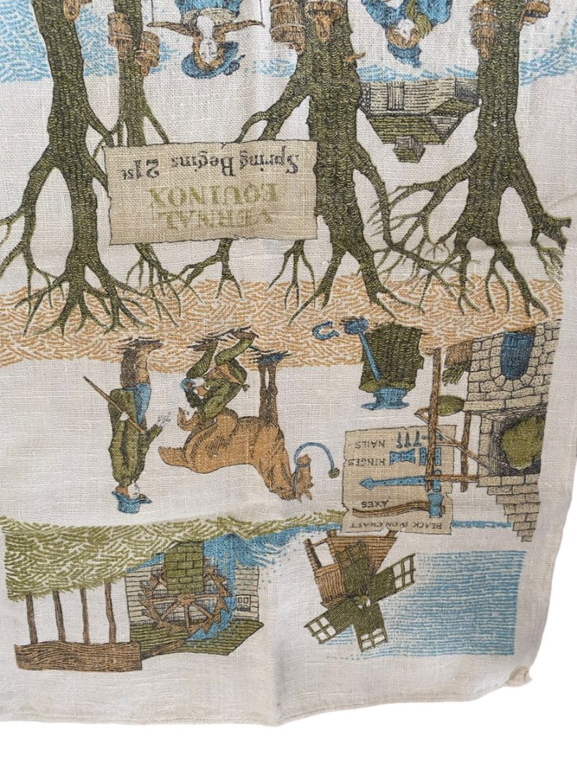 Lois Lang Signed Spring Month Tea Towels Signed Vintage March April May Folk Art Set of 3 28" x 17"