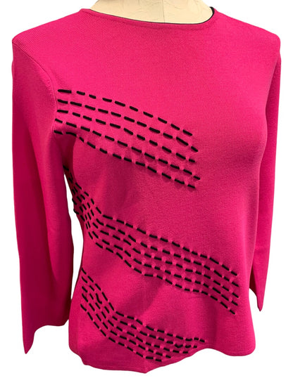 Large Carducci Women's Hot Pink Pullover Sweater Rayon Nylon Knit