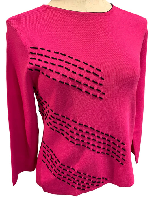 Large Carducci Women's Hot Pink Pullover Sweater Rayon Nylon Knit