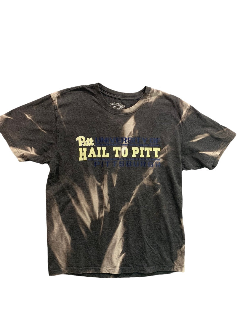 Large Hail to Pitt University Bleach Look Adult Unisex Tshirt