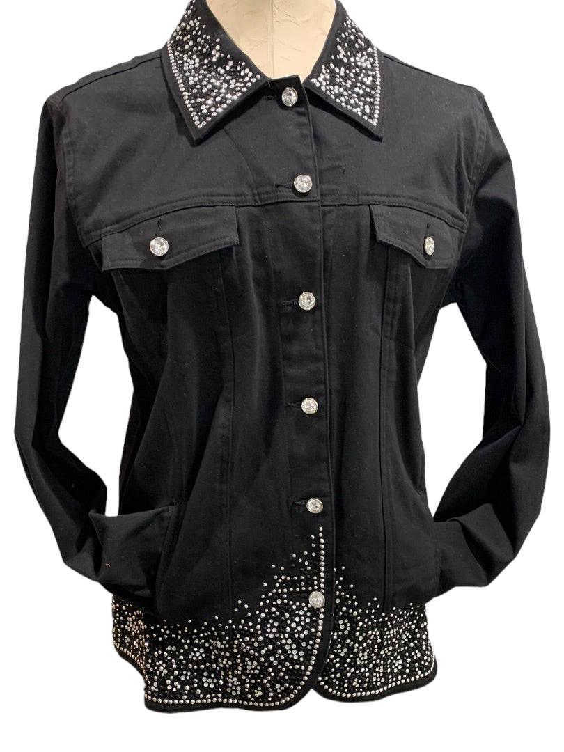 Small Quacker Factory Women's Black Embellished Button Up Jacket