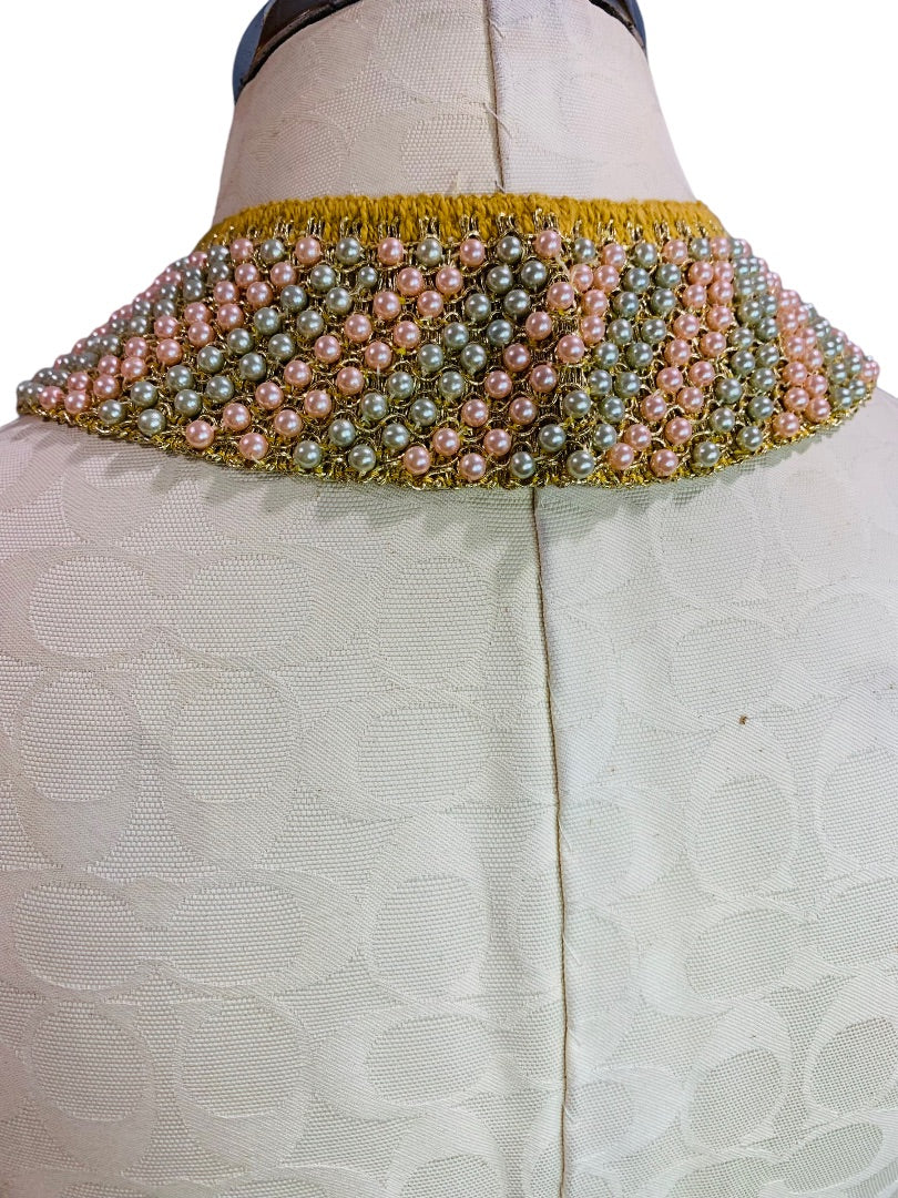 Vintage 1960s Collar Attachement Sewing Notion Pink Green Gold Threading