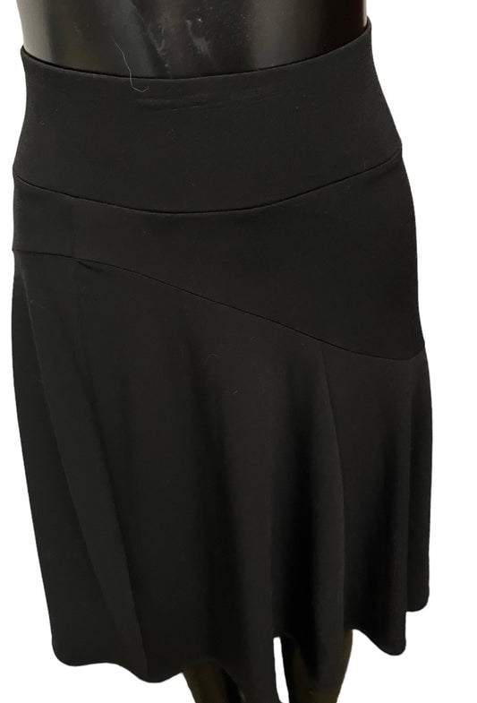 Medium Ideology Bottom Flare Skirt Black Pull On Stretch Fabric Knee Length