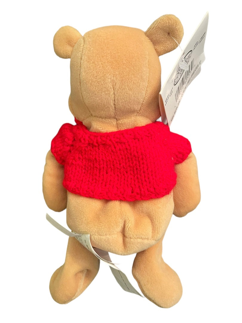 Disney Store Winnie The Pooh 8" Red Sweater Plush Beanbag