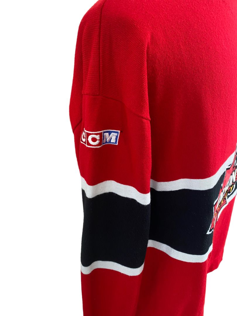 XL 90s Dehen Molson Hockey Canadian Sweater Men’s Red & Black